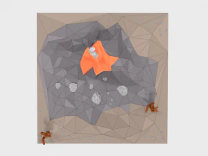 low poly cartoon volcano scene 3D Model