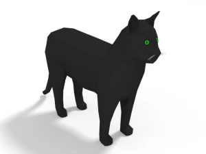 low poly cartoon cat 3D Model