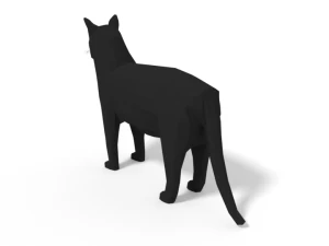 low poly cartoon cat 3D Model