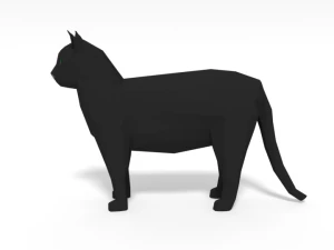 low poly cartoon cat 3D Model