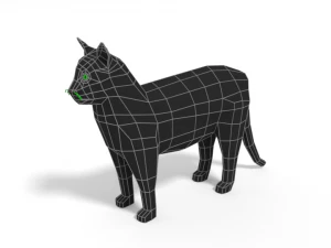 low poly cartoon cat 3D Model