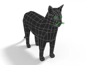 low poly cartoon cat 3D Model
