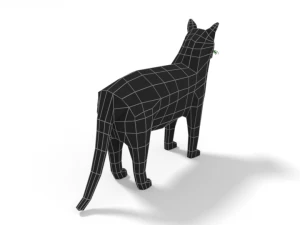 low poly cartoon cat 3D Model