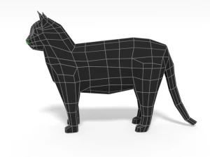 low poly cartoon cat 3D Model