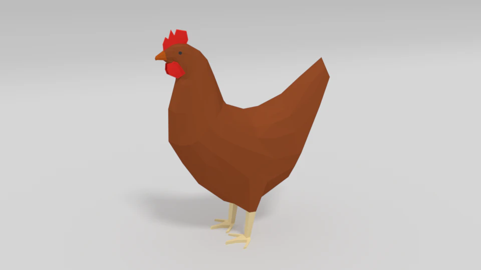 low poly cartoon chicken 3D Model .c4d .max .obj .3ds .fbx .stl .blend 