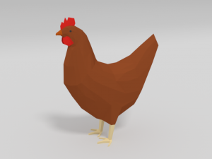 low poly cartoon chicken 3D Model