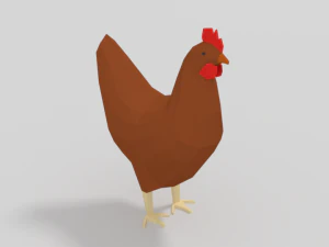 low poly cartoon chicken 3D Model