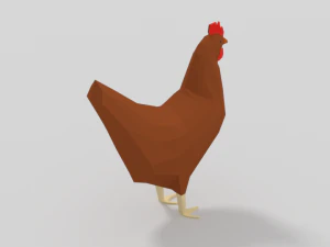 low poly cartoon chicken 3D Model