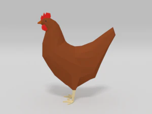 low poly cartoon chicken 3D Model