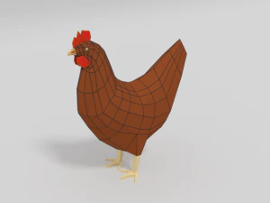 low poly cartoon chicken 3D Model