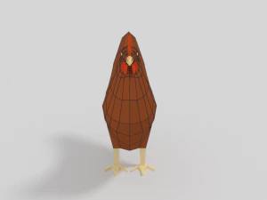 low poly cartoon chicken 3D Model