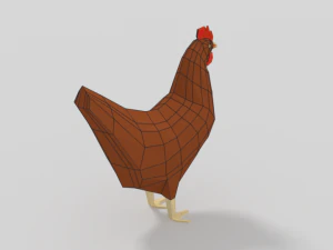 low poly cartoon chicken 3D Model