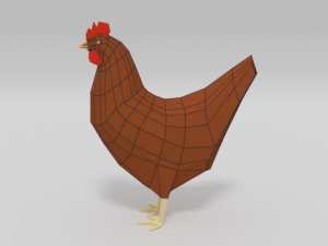 low poly cartoon chicken 3D Модель