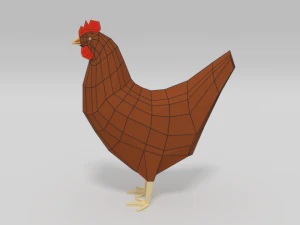 low poly cartoon chicken 3D Model