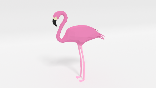 low poly cartoon flamingo 3D-Modell .c4d .max .obj .3ds .fbx .stl .blend 