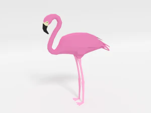 flamingo kartun poli rendah Model 3D