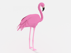 low poly cartoon flamingo 3D-Modell