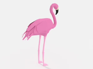 low poly cartoon flamingo 3D Model