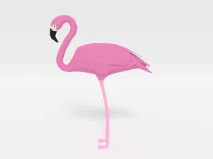 low poly cartoon flamingo 3D Model