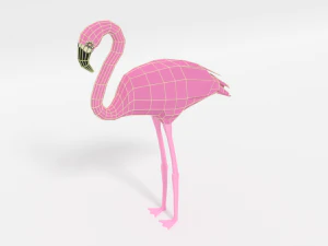 low poly cartoon flamingo 3D Model