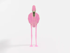 low poly cartoon flamingo 3D Model