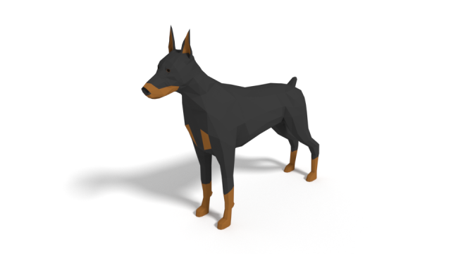 low poly cartoon doberman 3D 모델 .c4d .max .obj .3ds .fbx .stl .blend 