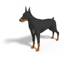 low poly cartoon doberman 3Dモデル