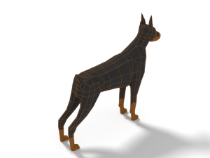 low poly cartoon doberman 3D 모델