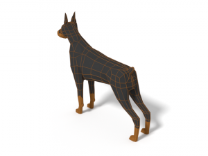 low poly cartoon doberman 3D 모델