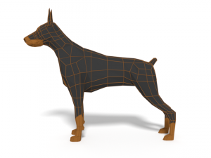 low poly cartoon doberman 3D 모델