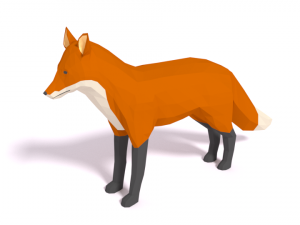 low poly cartoon fox 3D Model