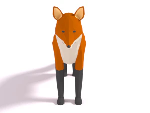 low poly cartoon fox 3D Model