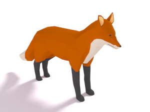 low poly cartoon fox 3D Model