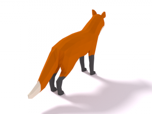 low poly cartoon fox Model 3D