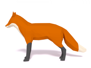 low poly cartoon fox Model 3D