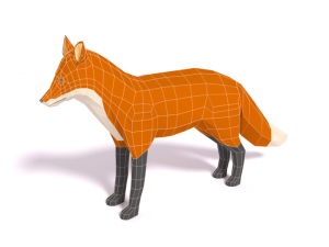 low poly cartoon fox Model 3D