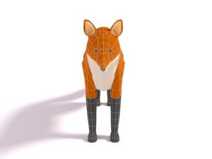 low poly cartoon fox Model 3D
