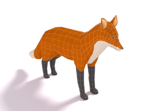 low poly cartoon fox Model 3D