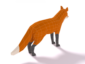 low poly cartoon fox Model 3D