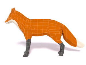 low poly cartoon fox 3D Model