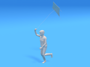 low poly kid running with a kite Modèle 3D