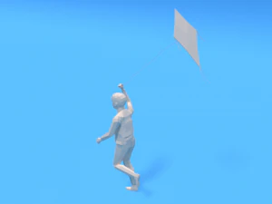 low poly kid running with a kite 3D Model