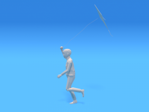 low poly kid running with a kite Modèle 3D