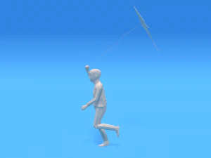 low poly kid running with a kite 3D Model