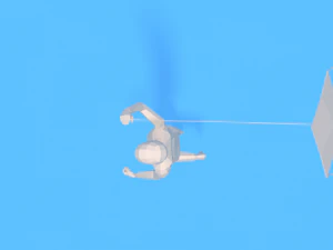 low poly kid running with a kite 3D Model
