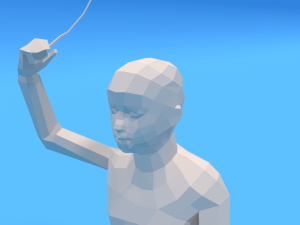 low poly kid running with a kite Modèle 3D