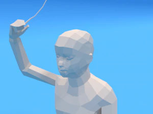 low poly kid running with a kite 3D Model