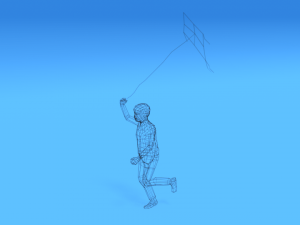 low poly kid running with a kite Modèle 3D