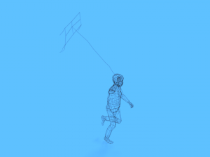 low poly kid running with a kite Modèle 3D