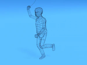 low poly kid running with a kite 3D Model